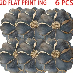 VIKAMA 6-teiliges rundes Tischset-Set, rutschfeste Tischsets, florale Tischsets für Esstische, Küchen und Heimdekoration