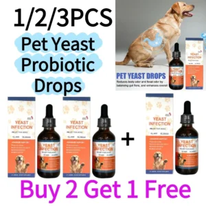 3 Stück (Kaufen Sie 2, erhalten Sie 1 gratis) Haustier-Hefe-Probiotika-Tropfen - Darmgesundheits-Ergänzung für Hunde & Katzen Unterstützt die Verdauungsgesundheit