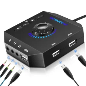 Professioneller externer Computer-Soundkarte, USB-Audio-Adapter für PC, Windows, Laptops, Desktops mit 3,5-mm-Schnittstelle, USB-Schnittstelle