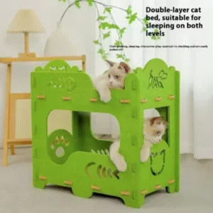 2-lagiges Filz-Katzenhaus für den Innenbereich, multifunktionales Haustierbett für große Katzen und Kätzchen, abnehmbares, waschbares, atmungsaktives Kratzbrett
