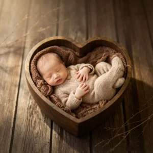 Infant Posing Furniture Wood Basin Moon Heart Box Sofa Basket Newborn Prop For Baby Indoor Studio Memorial Photography Decor