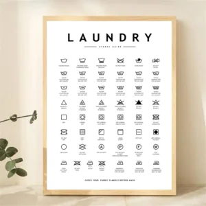 Waschküche Zeichen Wäsche Leinwand Malerei Symbol Wand Kunstdruck Wäsche Pflege Guide Poster und Drucke Wand Bilder Dekoration