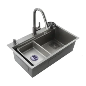 Sanitärkeramik Waschbecken Handgefertigte Küchen-Unterbau-Spüle Doppelbecken Edelstahl Modern Zeitgenössisch Keramik Edelstahl Poliert