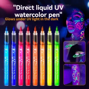 8 Farben/Set Neon UV fluoreszierende Acryl-Farbstifte, Farbmarker, leuchtet im Dunkeln, heller DIY leuchtender Markierungsstift, Künstlerbedarf