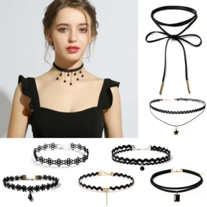 Koreanische Mode Samt Choker Halskette für Frauen Vintage sexy Spitze Halskette mit Anhängern Gothic Mädchen Hals Schmuck Zubehör