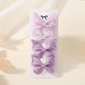 4Pcs Women Girl Glitter Butterfly Hair Clip for Children Sequins Bow Hairpins Cute Headwear Trendy Hairgrip Hair Accessories