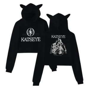 Katseye Tour 2025, Merch Hoodies, Sweatshirt für Mädchen, Katzenohr-Crop-Pullover, Freizeitkleidung, Katseye Y2K, modischer Kapuzenpullover für Mädchen
