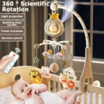 ​Baby Crib Mobile with Projector and Night Light, Remote Control Musical Rotating Toy with Soothing Lullabies for Newborns