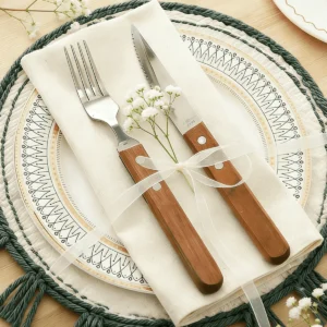 6/12 Stück 40x40cm Holzoptik Beige Leichte Stoffservietten für Abschlussfeier Tischdekoration Hochzeit Bankett Küche Restaurant