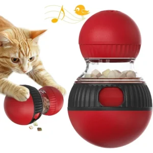Interactive Cat Feeder Rotating Outlet Puzzle Feeder for Cats Small Dogs Mental Stimulation Exercise Toy for Pets Slow Feeding