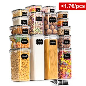 Küchen-Aufbewahrungsbehälter mit Deckel, luftdicht, 16er-Set, 2,8 l / 2,0 l / 1,4 l / 0,8 l/0,52 l/0,32 l/0,24 l, BPA-frei