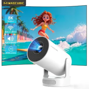 Magcubic HY300 Pro + Projektor 8K 720P Mit 5W Lautsprecher Android 14 8000 Lumen WiFi 6 BT5.4 Outdoor Video Heimkino-Projektor