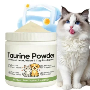 Reines Taurin-Pulver für Hunde und Katzen, verbesserte Unterstützung für Herz, Sehkraft und kognitive Gesundheit, Immunverstärker, Nahrungsergänzungsmittel für Haustiere B4X1