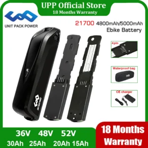 4-polige Hagel-E-Bike-Batterie 1500 36V 48V 52V 15ah 20ah 25ah 50e m50t Elektrofahrrad-Lithium-Pack für 1000W 750W 500W 350W.