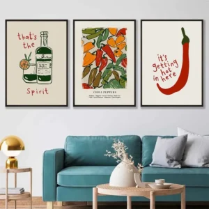 Japanische Hot Chilli Pepper Wandkunst Leinwand Malerei Retro Poster und Drucke trinken Wein Bilder für Küche ästhetische Dekor