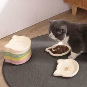 1PC Cat-Shaped Pet Bowls, Pastel Color Cute Animal Design, Non-Slip Pet Food Dish, Ideal for Cats, Trendy Pet Accessory for Home