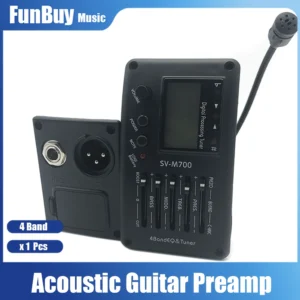 SV-M700 4-Band-EQ-Equalizer für Akustikgitarre mit Stimmgerät und Mikrotelefon-Gitarren-Tonabnehmer