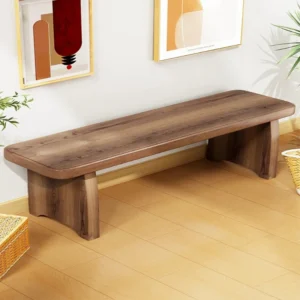 ‌Solid Wood Entryway Bench - Multi-Purpose Stool for Living Room, Sofa Side Table & Shoe Storage, Rustic Home Decor