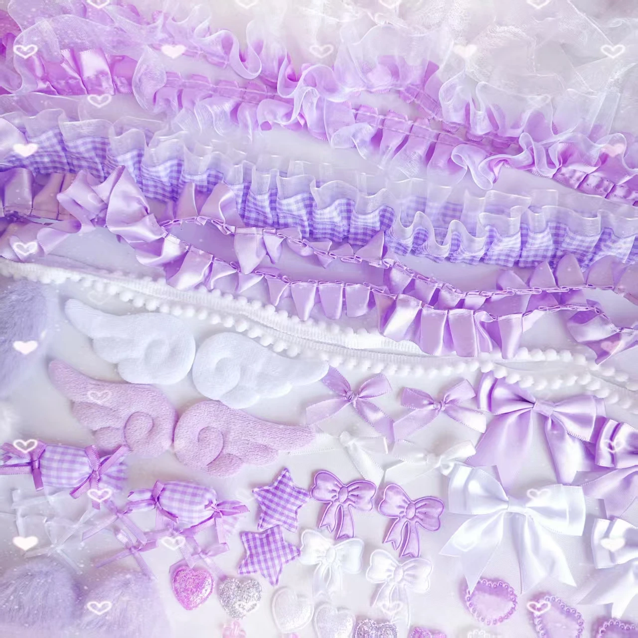 100-Teiliges Buntes Zubehörset, Rosa Spitzenmaterial-Set, Fächerhandbuch-Diy-Zubehör, Schmerzfreies Paket, Wunderschön 100-Teiliges Buntes Zubehörset, Rosa Spitzenmaterial-Set, Fächerhandbuch-Diy-Zubehör, Schmerzfreies Paket, Wunderschön – Bild 3