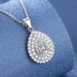 Halskette aus 925er-Sterlingsilber mit glänzendem Zirkon für Damen, Hochzeitsschmuck, Verlobungsanhänger, Party-Geschenk, königlicher Wassertropfen