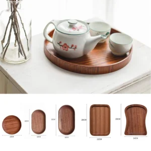 Nussbaum-Holztablett Ins Wind Kleiner Holzteller Japanischer rechteckiger Speiseteller Kuchen Brot Kaffee Tee Massivholzteller Tablett
