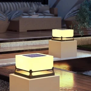Moderne Solar-Außendekorationen, wasserdicht, Türpfosten, Atmosphärenlicht, Hof, Terrasse, Weg, Innenhof, quadratische Wandsäulenleuchte