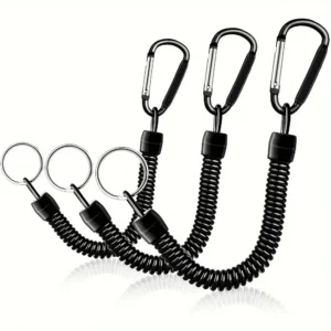 3P-Schlüsselanhänger mit Federspirale, einziehbares Sicherheitsseil für das Handgelenk, 8,46 bis 47 Zoll ausziehbar, mit Karabiner und Ring