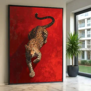 Goldene Wasserwellen Leoparden-Druck Leinwandbild Wildtier Jaguar Luxus-Kunstposter Modernes Wohnzimmer Sofa Wanddekoration