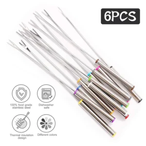 6Pcs Edelstahl Schokolade Gabel Käse Topf Heißer Gabeln Kuchen Obst Dessert Gabel Set Fondue BBQ Fleisch Spieß Küche Zubehör