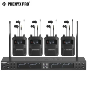 Phenyx Pro PTM-33 Kabelloses Bühnen-In-Ear-Monitorsystem mit 4 Mono-Kanälen und Rack-Montage für Kirchen und Hochzeiten