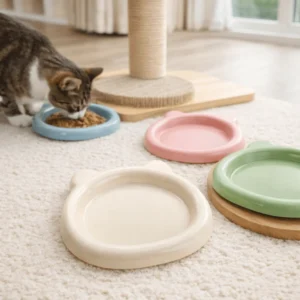 2pcs Set: Shallow Cat Food Bowls, Anti-Whisker Fatigue Pet Bowls, Wide-Rim Low-Profile Cat Food Dishes, Cute Kitten Water Bowls