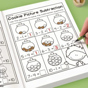 32-seitiges interaktives Mathe-Lernheft mit Addition- und Subtraktionsübungsbögen, Kreuzworträtseln, farbenfrohen Mathe-Aktivitäten