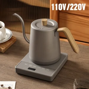 Elektrischer Schwanenhals-Wasserkocher 800ml, Handgeführter Kaffeekocher, Intelligente Teekanne mit Temperaturregelung, 1000W Schnellheizkessel 110V/220V
