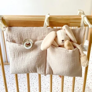 Baby Krippe Lagerung Tasche Baumwolle Doppel Beutel Neugeborenen Bett Kopfteil Organizer für Kinder Baby Bettwäsche Windel Spielzeug Tasche
