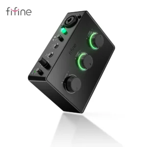 FIFINE Tonmischer für Kondensatormikrofon mit Verstärkungsregler, Audio-Interface mit 48V Phantomspeisung für XLR-Mikrofon Podcast-Ampli1