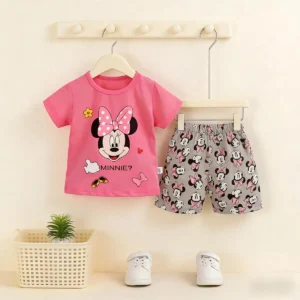 Sommer-Outfit-Set für Babys, Mädchen, kurzärmliges T-Shirt und Shorts, Kinderkleidung im Alter von 0–4 Jahren
