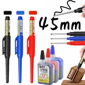 1–6 Stück, 45 mm, wasserdicht, lange Kopfspitze, Tiefloch-Marker, Fliesen-Tischler-Stift, Mehrzweck für die Holzbearbeitung, schwarze/blaue/rote Tinte