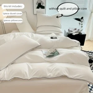 3pcs  soft Duvet Cover Set (1*Duvet Cover + 2*Pillowcase, Without Core), pure color Bedding Set, Soft Comfortable
