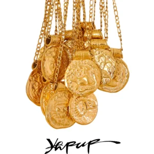Yhpup Exklusive wasserdichte 12-Sternbild-Anhänger-Halskette aus Edelstahl, gehämmert, Vintage-Stil, golden, 18 Karat vergoldet, Modeschmuck