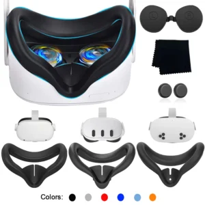 Bequeme, waschbare Anti-Schweiß-Augenmaske, Silikon-Gesichtspolster, Linsenabdeckung und Stoff für Meta Quest 3/3s/2 VR-Zubehör, 3S-Idee, Geschenk