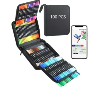 Kunstmarker-Set, 100 Farben, Doppelspitzen-Pinselstifte für Malbücher für Erwachsene, Notizen, Kalligraphie, Journaling, Skizzieren & Lettering, mit Geschenkbox für Schulbedarf.