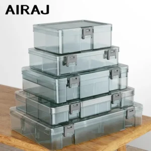AIRAJ Kunststoff-Werkzeugteile-Box, Aufbewahrungsbox, Schraubenbox, Werkzeugklassifizierung, Bohrerzubehör für elektronische Komponenten, verdickte Gitterbox