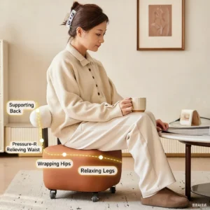 Small Stool with Backrest Wheels  Leather Footrest Ottoman Low Seating for Living Room Stylish Versatile Small Ottomans Perfect