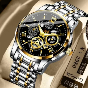 UTHAI Herrenuhr, trendige, hochwertige, leichte, luxuriöse, vielseitige Quarz-Armbanduhr, wasserdicht, römische, hohle Herrenuhr