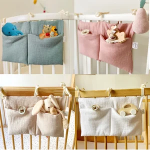 Babybett-Organizer, Kinderbett, Caddy, Bett, Aufbewahrungstasche, 2 Taschen, Nachttisch, hängende Windel, Kinderzimmer, Spielzeug, Tasche, Windeln, Kinderwagen, Organisieren