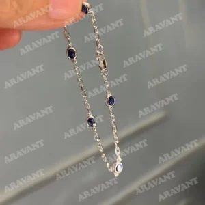 Aravant Armbänder aus 925er Silber, rund, blauer Zirkon, Ketten für Damen, Hochzeitsschmuck