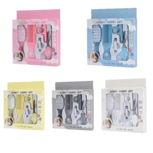 Baby Grooming Kit Baby Care Set BPA Free Cute Design Comb Brush Nail Clippers Scissors Safe Newborn Infant Grooming Tools