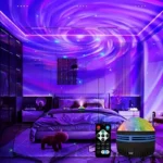 LED-Nachtlichter, Galaxie-Projektor, Fernbedienung, 5 V, USB wiederaufladbar, Sternenhimmel-Lampe, DMX-Sound, aktiv, 7 Modi für Kinderzimmer-Dekoration