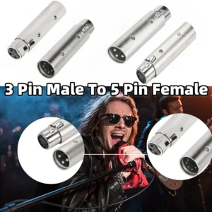 3-poliger XLR auf 5-poliger DMX-Buchse mit Metallgehäuse, Audio-Adapter für Bühnenlichtkabel, Konverter, Mikrofon-Audio-Anschluss