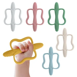 Baby teething toys with easy-grip handles, food-grade silicone teething toys, suitable for babies 0-6 months, 6-12 months